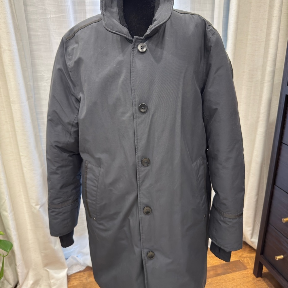 Nobis Men's Charcoal Hooded Trench Coat